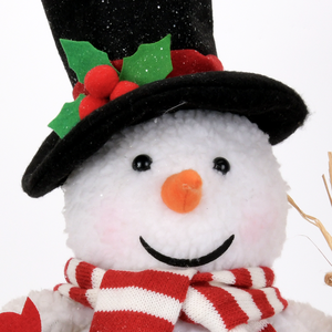 Customized Design 24" Lamb Fleece Striped Red Bird Snowman Red Christmas Ornaments - Product Image 2