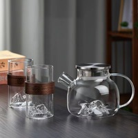 Tasse à café latte en verre borosilicate avec manchon en bambou anti-brûlure, pour le bureau, la maison, le thé, le lait, le jus, l'eau, et pour la dégustation en vue sur les montagnes