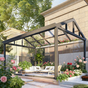 Solárium Rectangular <span class=keywords><strong>de</strong></span> Aluminio <span class=keywords><strong>3x3</strong></span> 4x4 5x5m, Cristal Panorámico, Resistente a la Intemperie, Pabellón <span class=keywords><strong>de</strong></span> Jardín, Pérgola - Product Image 1