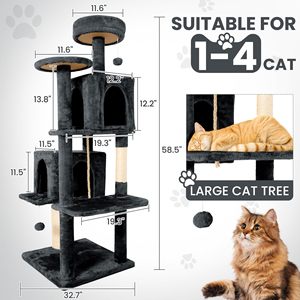 Luxury Wooden Minimalist <strong>Cat</strong> <strong>Tree</strong> with Plush <strong>Cat</strong> <strong>Climbing</strong> Frame-Scratch-Resistant <strong>Large</strong> <strong>Cat</strong> House &amp; Tower for All Seasons - Product Image 6