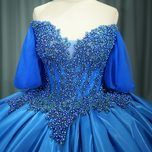 Jancember 1247 Elegant Sweetheart Royal Blue Pearls Ball Gown Vestidos de quinceañera - Product Image 2
