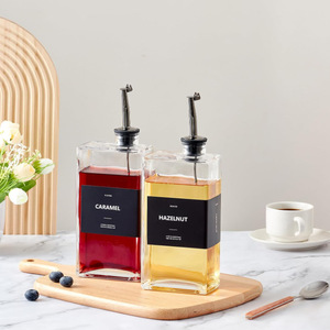 Bouteille carrée <span class=keywords><strong>de</strong></span> 500 ml pour huile et <span class=keywords><strong>vinaigre</strong></span> avec bec verseur, design Hyundai, lot <span class=keywords><strong>de</strong></span> 4, verre <span class=keywords><strong>blanc</strong></span>, 16 oz - Product Image 3