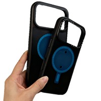Étui de téléphone portable A9 rouge foncé et noir contrastant pour 17 Pro, motif animal, avec anneau magnétique en cuir et plastique, bouton IA