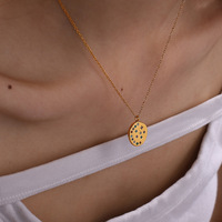 Pendentif d'été rond en zircon coloré en acier inoxydable plaqué or 18 carats Colliers de bijoux de mode pour femmes Vente en gros