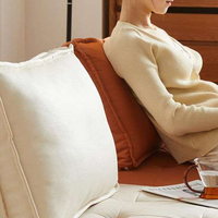 Canapé modulaire en PU orange avec coussin capitonné individuel, oreiller de dossier assorti et appui-tête, design combinable détachable pour salon