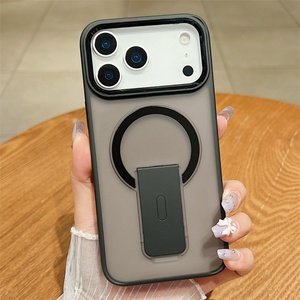Matte Translucent TPU <b>PC</b> Phone Case for iPhone 12 13 14 15 16 Series Kickstand Case with Luxury Invisible <b>Stand</b> - Product Image 4