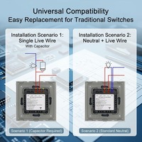 Interruptor Inteligente para el Hogar Mvava OEM/ODM Tipo 86, WiFi Mesh, Estándar Europeo, 1-4 Canales, Pantalla Táctil de Vidrio de Lujo, Compatible con Alexa