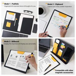 Porte-documents avec logo personnalisé, organiseur de <span class=keywords><strong>CV</strong></span>, porte-documents 3-en-1 avec accessoires magnétiques pour la maison et le bureau - Product Image 4