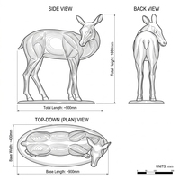 Sculpture de cerf en acier inoxydable poli miroir, statue réaliste de cerf en métal pour villa, jardin, parc, aménagement paysager