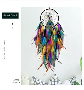 <span class=keywords><strong>Attrape</strong></span>-rêves en plumes <span class=keywords><strong>de</strong></span> <span class=keywords><strong>paon</strong></span>, artisanat métallique bohème, décorations murales pour la maison - Product Image 1
