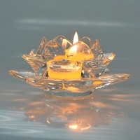 Bougeoir lotus en cristal 120mm, porte-bougie à fleurs en verre
