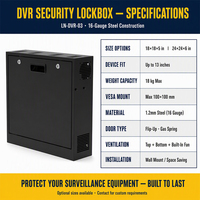 Armoire ventilée verrouillable supérieure et inférieure pour équipement de surveillance 13 pouces, boîtier DVR avec ventilateur