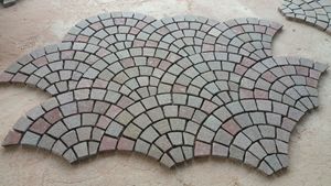 Fan Shape Red 10x10 ngoài trời Granite khối Cobble đường lái xe giá rẻ lát đá ngoài trời trên lưới - Product Image 4