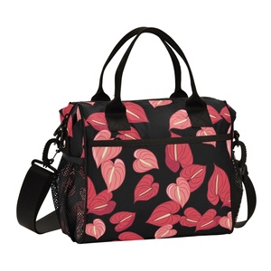 Sacs à déjeuner isothermes portables pour femmes, motif floral Anthurium rouge Hawaïen, personnalisables, en aluminium, avec poignée de transport - Product Image 1