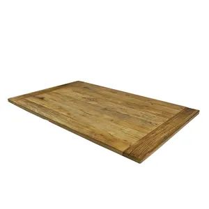 طاولة طعام صينية قديمة من خشب الزنمة المعاد تدويرها، سطح طاولة طعام من خشب الزنمة المعاد التخزين به