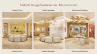 Système d'affichage de bijoux certifié CE FSC avec éclairage LED, écologique, robuste, personnalisable, solution clé en main