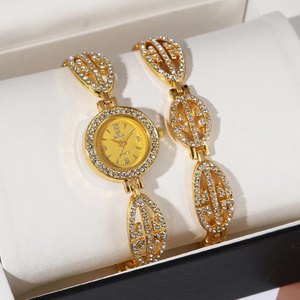 Wholesale Fashion Cute Women Rhinestones Gold <b>Bracelet</b> Watch Set - Product Image 1
