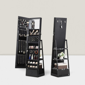 Miroir en bois pleine longueur en acier inoxydable vestiaire dressing maquillage <span class=keywords><strong>bijoux</strong></span> collier armoire de rangement salon - Product Image 6