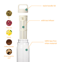 Bouteille d'eau en plastique sans BPA avec infuseur à fruits et citron, avec filtre, impression de logo personnalisée, vente en gros