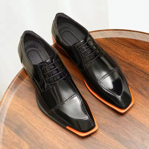 Chaussures Richelieu en cuir pour homme, de haute qualité, formelles, à bout fermé, respirantes, à lacets, haut de gamme, faites à la main, décontractées, intemporelles - Product Image 1