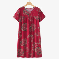 Chemise de nuit à manches courtes pour femme, 34 options de couleurs et de motifs, nouveau pyjama d'été, section fine, robe ample en rayonne pour maman, été