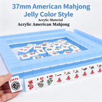 Jeu de Mahjong américain en acrylique Jelly, 166 tuiles avec étui de rangement, 37 mm 40 mm, tuiles solides multicolores de qualité supérieure pour soirée de jeu en famille