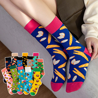 Chaussettes fantaisie en coton pour hommes et femmes, motifs alimentaires (hamburger, frites, pizza) – Vente en gros