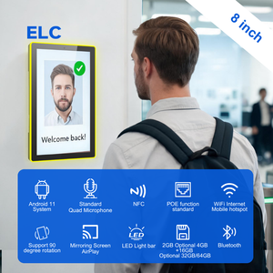 8인치 플라스틱 스크린 디스플레이 디지털 NFC POE 충전 RJ45 RFID LED 라이트 바 5MP 카메라 생체인식 시간 기록계(애니메이션 포함) - Product Image 5