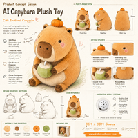 Peluche Capybara Personnalisée, Conception IA, Super Douce, Rembourrée en Coton PP, 11-30cm, Mignonne, Cadeau d'Anniversaire, Mascotte
