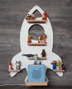 Fusée en bois personnalisée décoration de chambre d'enfant boîte à musique Tonie Toniebox étagère Regal - Product Image 1