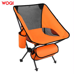 Chaise pliante de camping Woqi, tissu Oxford orange, structure en aluminium, chaise longue de jardin avec porte-gobelet et sac de rangement - Product Image 1