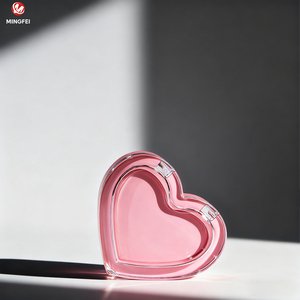 シングルカラーハート空アイシャドウパレット透明ふた付きプレスロック腹筋プラスチック素材女性用美容製品 - Product Image 1