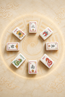 Jeu de Mahjong américain de 160 tuiles, rouge et or, avec motifs Yin Yang et Crane One Bam