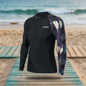 Custom Printed Design <b>Men</b> Full Sleeve Rash Guard <b>Compression</b> <b>Shirt</b> Quick Dry Printed Feather Design Sportswear - Product Image 3