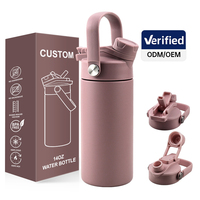 Bouteille d'eau isotherme pour tout-petits de 14 oz avec couvercle à paille, gourde en acier inoxydable pour enfants d'âge préscolaire et scolaire, logo personnalisé, taille mini