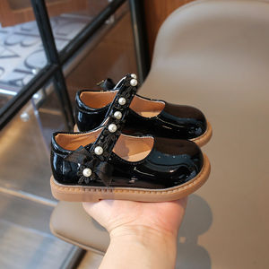 Toptan Basit Moda Mary Jane İnci Çiçekli Fiyonklu Yüksek Kaliteli Cırtlı Tasarım Tatlı Bebek Günlük Kız Çocuk Ayakkabıları - Product Image 4