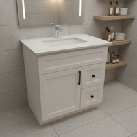 Grosir SANYANG Modern Hotel Bathroom Vanities Kabinet Vanity Tahan Air Cina dengan Wastafel Keramik Berbingkai Warna Dapat Disesuaikan