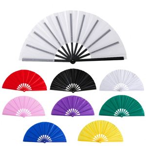 Abanicos Plegables de Tela de Seda de Nailon Ecológicos de 33 cm (13 Pulgadas) Directo de Fábrica, Blancos y Negros, para Manualidades DIY, con Mango en Blanco, para Navidad - Product Image 1