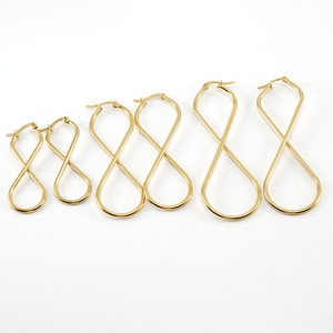 ZOGXIN Geometric Hoop Earrings Gold 19x45mm 24x63mm 29x72mm Stainless Steel Women's Jewelry Fashion Earrings - Product Image 2