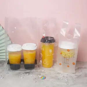 Benutzer definierte Einweg transparente Plastiktüte tragbare Getränke tasche klare Blase Tee Plastiktüte
