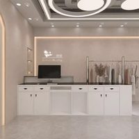 Bureau d'accueil rectangulaire en acier inoxydable pour magasins de vêtements, salons de coiffure, instituts de beauté - Design moderne minimaliste multifonctionnel