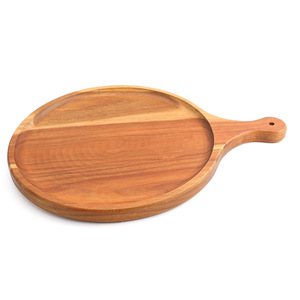 ถาดพิซซ่าไม้ทรงกลมสไตล์ญี่ปุ่น ทำจากไม้กระถินเทศ หนา 2 ซม. สำหรับเสิร์ฟอาหาร ใช้ในครัวเรือน - Product Image 2