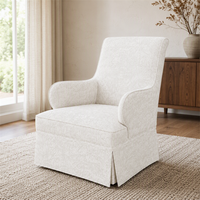 Fauteuil d'appoint moderne à dossier haut et jupe décorative, en tissu jacquard ivoire, pour salon, chambre, hôtel, salle de séjour, OEM/ODM