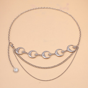 Cadena de Cintura de Moda con Forma de Luna, Aleación de Zinc, Cadena de Metal Multicapa para Mujer, Diseño Retro Moderno - Product Image 5
