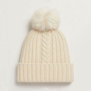 Gorro de Invierno Cálido y Grueso, Tejido con Trenzas, Protección para las Orejas, Gorro de Punto para Mujer, con Pompón - Product Image 3