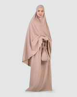 Robe Abaya Modeste en Crêpe Brodé Serene avec Ourlet Floral, Ensemble de Prière, Robe Musulmane de Dubaï, Fabricant de Telekung Rafraîchissant et Doux