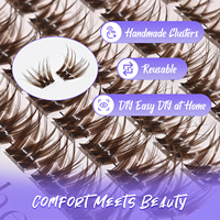Cils individuels synthétiques de luxe noirs doux, naturels, à faire soi-même, en grappes, mixtes 8-16mm, faits à la main, réutilisables, avec boîte en plastique