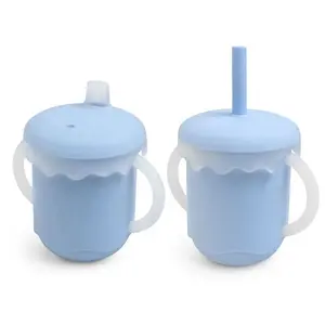 New Non Spill Leak Proof Soft Spout BPA Free Infant Toddler Silicon Children'S Kids Silicone Sippy Feeding Baby Cup With Straw