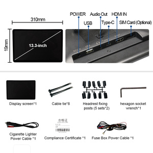 Moniteur TV de voiture Android 13.0, 13,3 pouces, écran tactile Full HD 8 cœurs, WiFi BT, lecteur multimédia pour sièges arrière, angle réglable pour véhicules électriques - Product Image 4