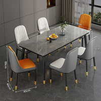 Ensemble de salle à manger 5 pièces de style moderne avec plateau en marbre blanc et chaises en velours pour la maison et l'hôtellerie